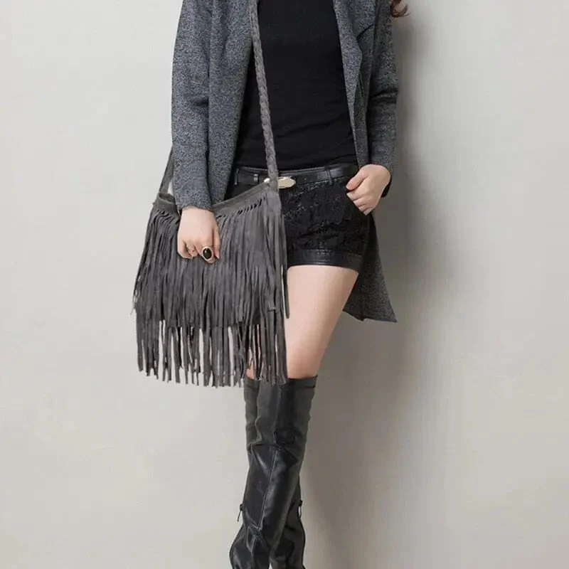 Sac à Bandoulière Bohème Femme | Grand Compartiment à Franges